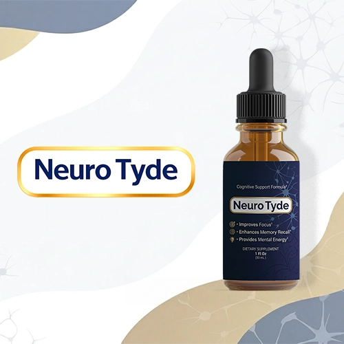 NeuroTyde cognitive support formula — 1 fl oz dropper bottle with navy label reviewed by Neuro Brain